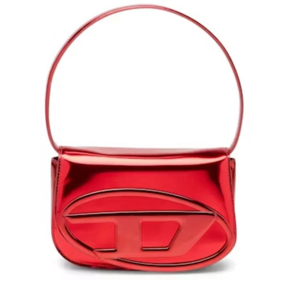 DIESEL 1DR Iconic Shoulder Bag in Mirrored Leather in Red - New with defects